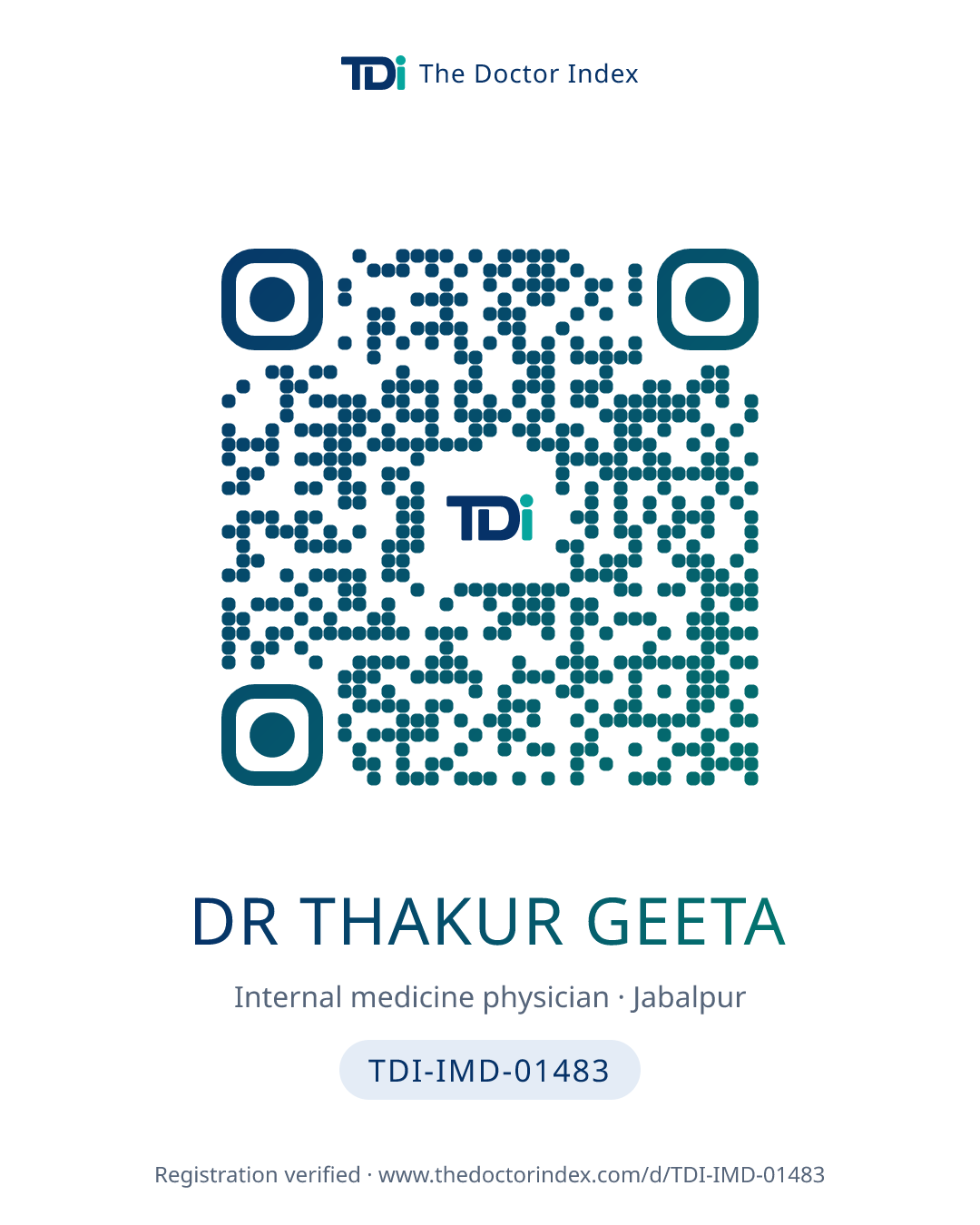 QR card for Dr Thakur Geeta, TDI-IMD-01483