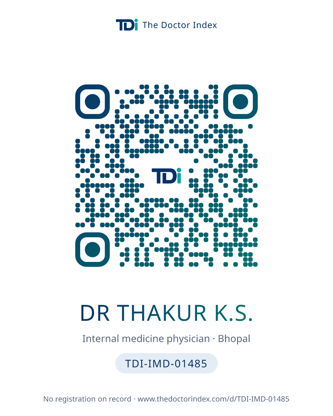 QR card for Dr Thakur K.S., TDI-IMD-01485