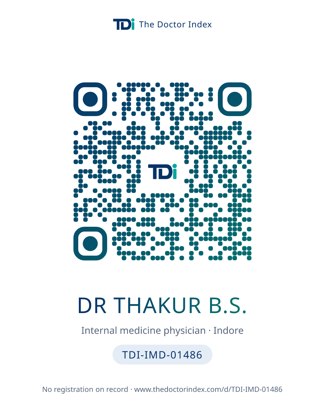 QR card for Dr Thakur B.S., TDI-IMD-01486