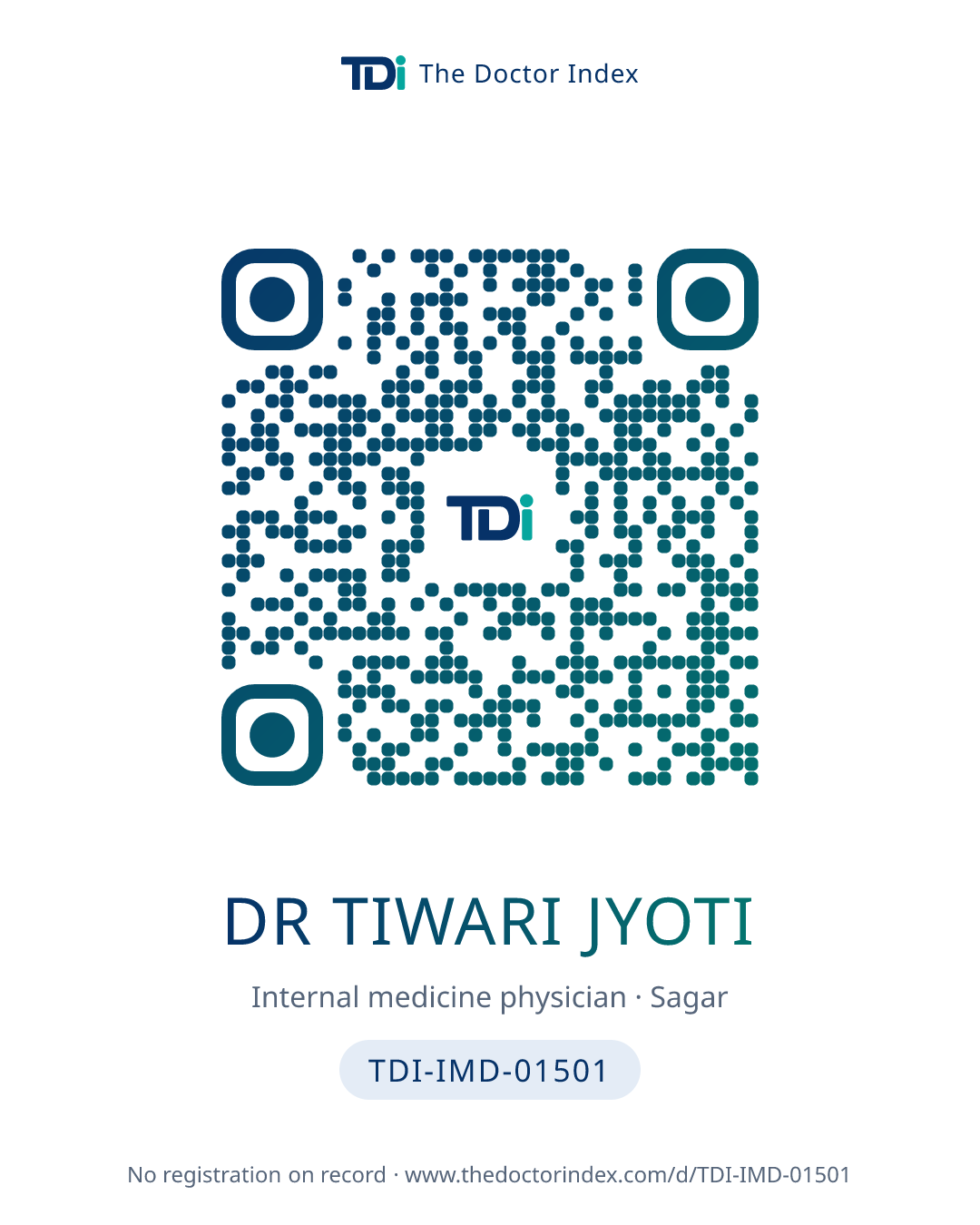 QR card for Dr Tiwari Jyoti, TDI-IMD-01501
