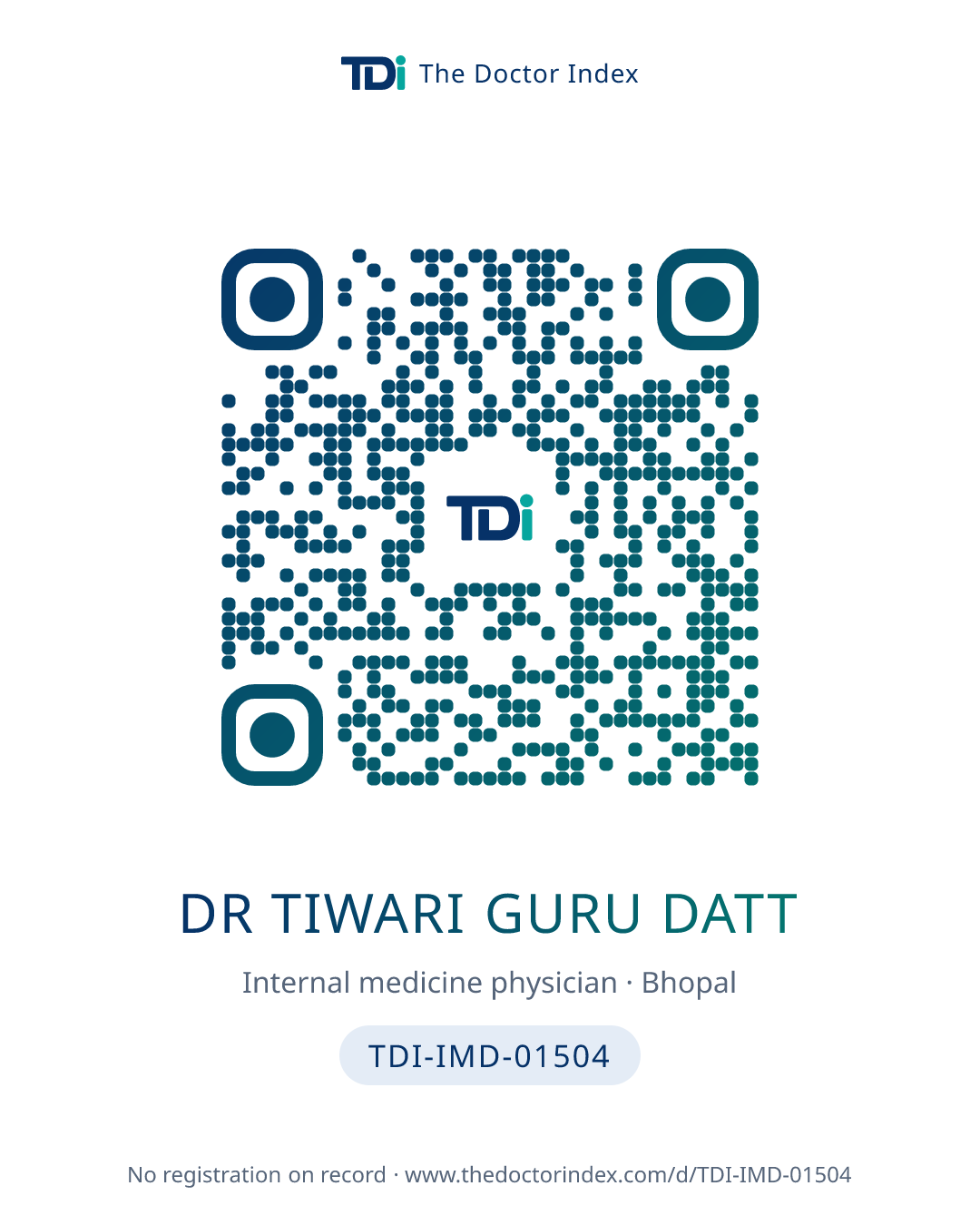 QR card for Dr Tiwari Guru Datt, TDI-IMD-01504