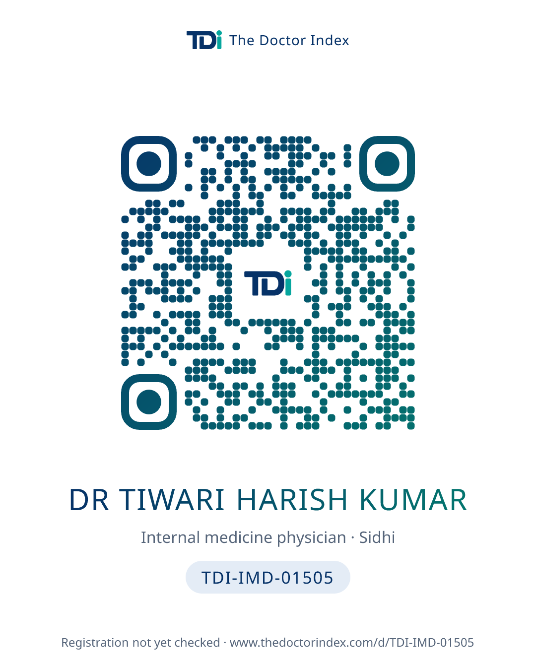 QR card for Dr Tiwari Harish Kumar, TDI-IMD-01505