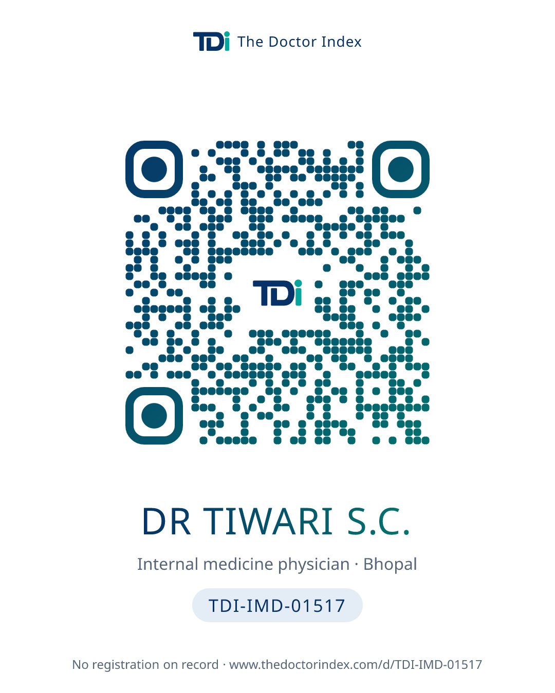 QR card for Dr Tiwari S.C., TDI-IMD-01517