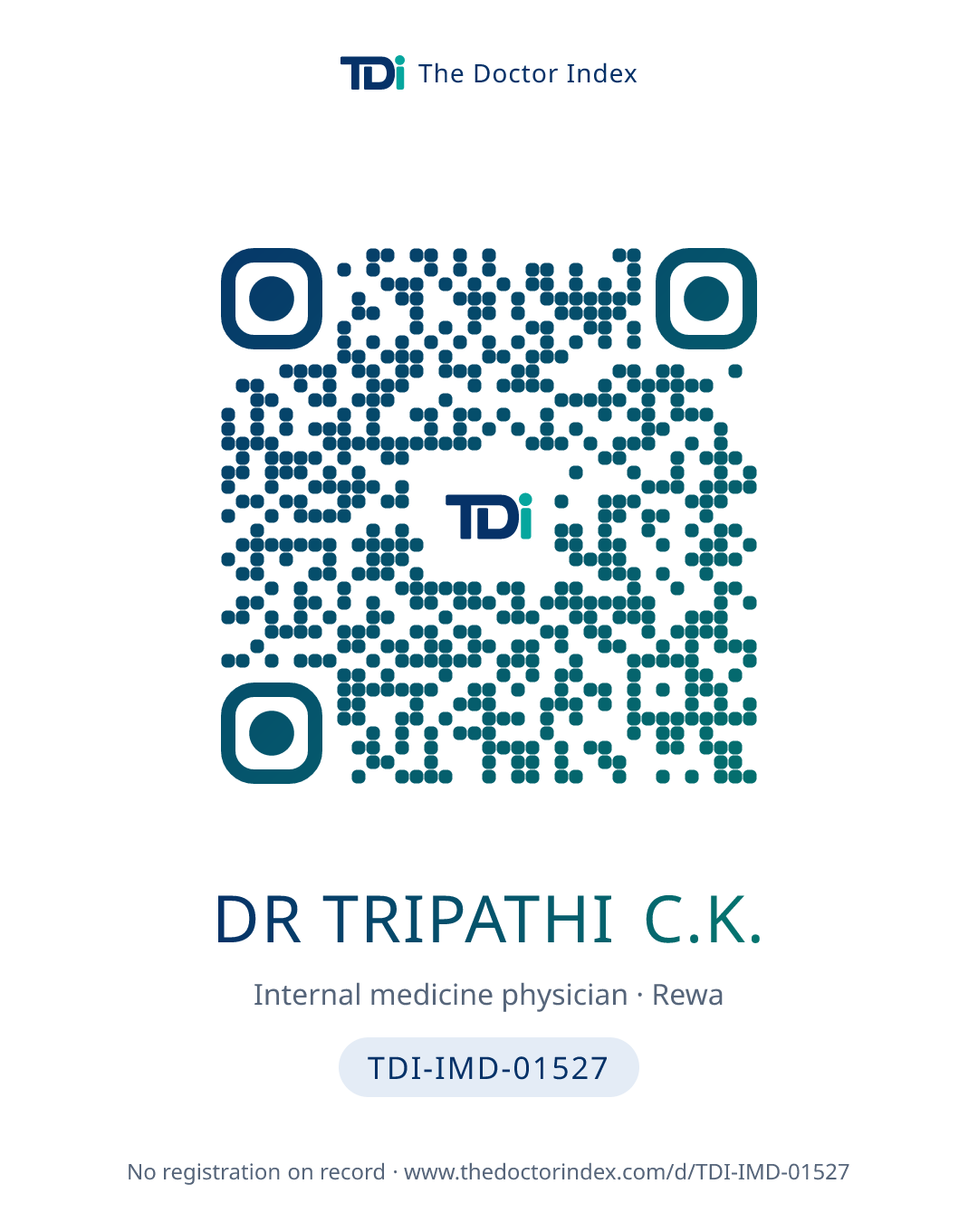 QR card for Dr Tripathi C.K., TDI-IMD-01527