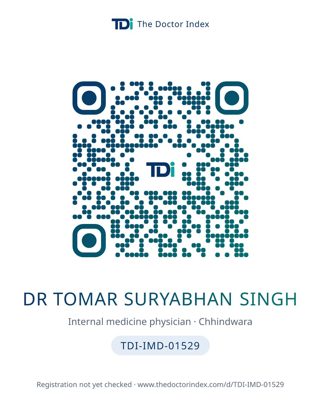 QR card for Dr Tomar Suryabhan Singh, TDI-IMD-01529