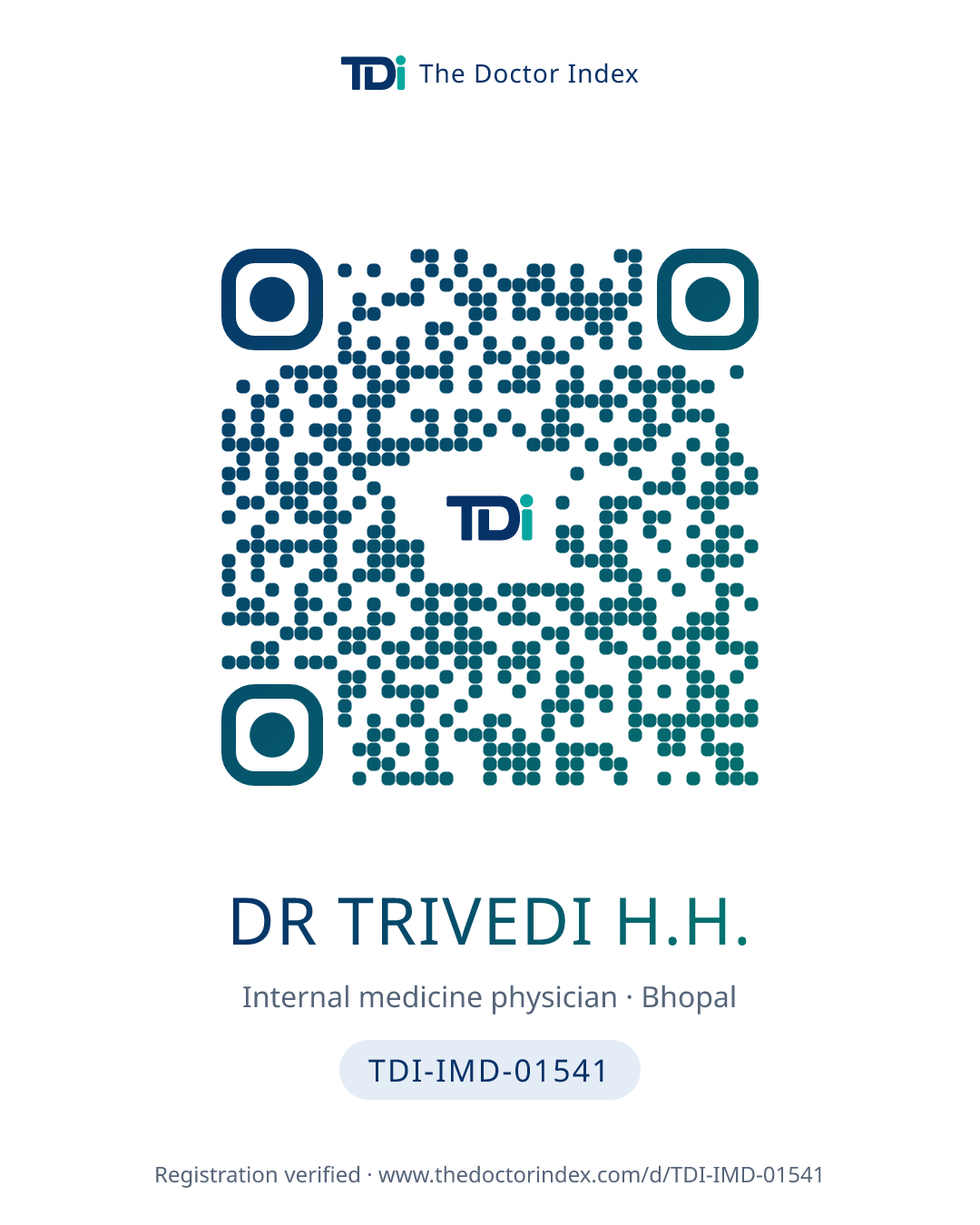 QR card for Dr Trivedi H.H., TDI-IMD-01541