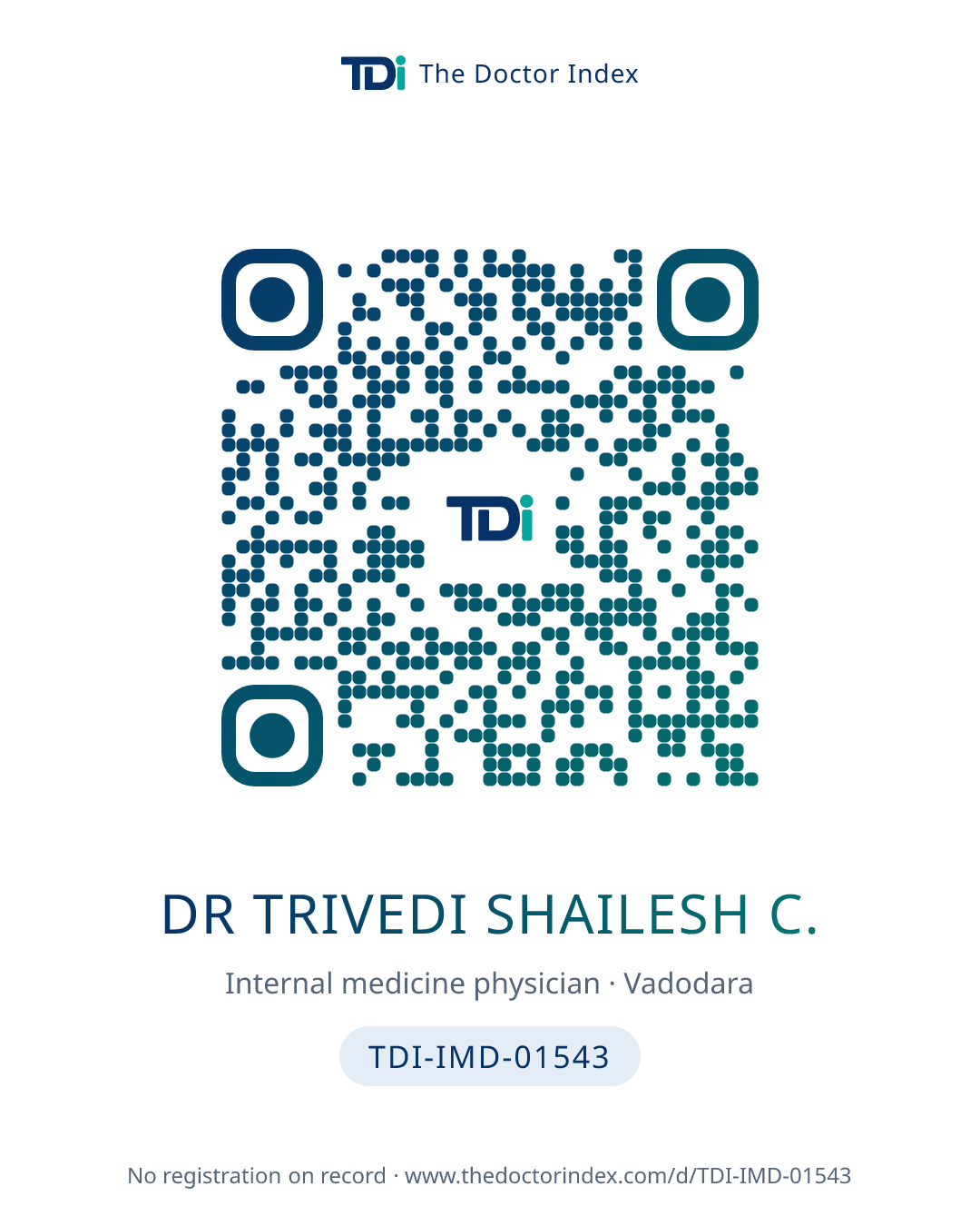 QR card for Dr Trivedi Shailesh C., TDI-IMD-01543