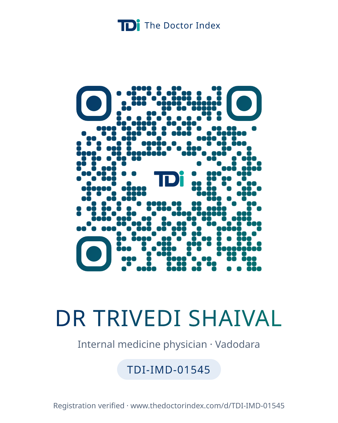 QR card for Dr Trivedi Shaival, TDI-IMD-01545