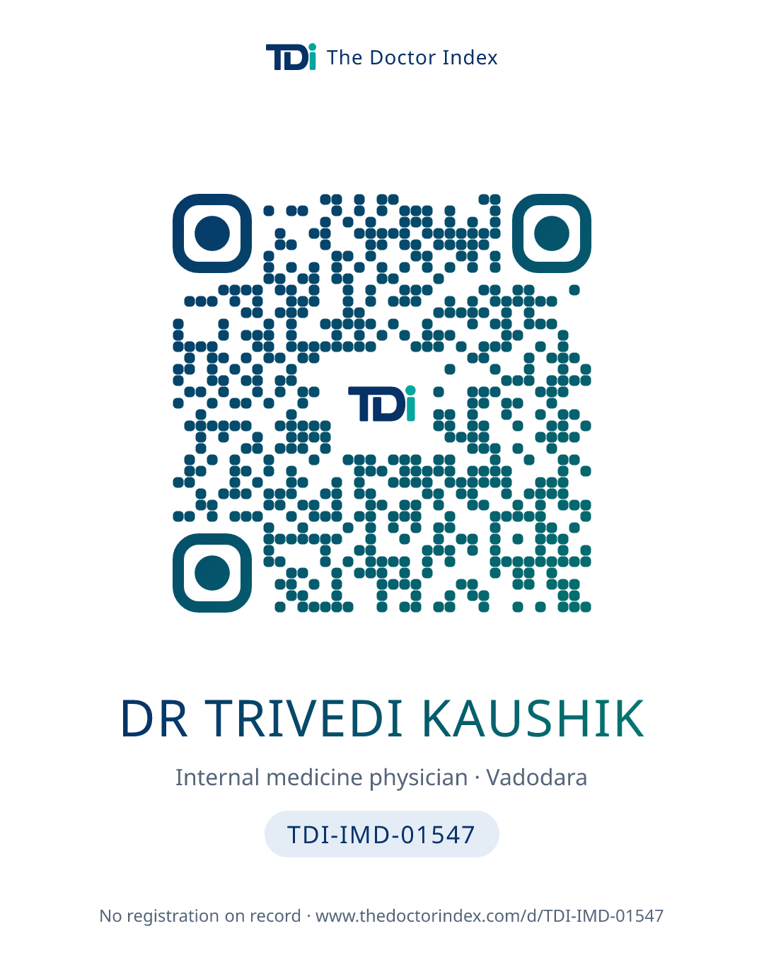 QR card for Dr Trivedi Kaushik, TDI-IMD-01547