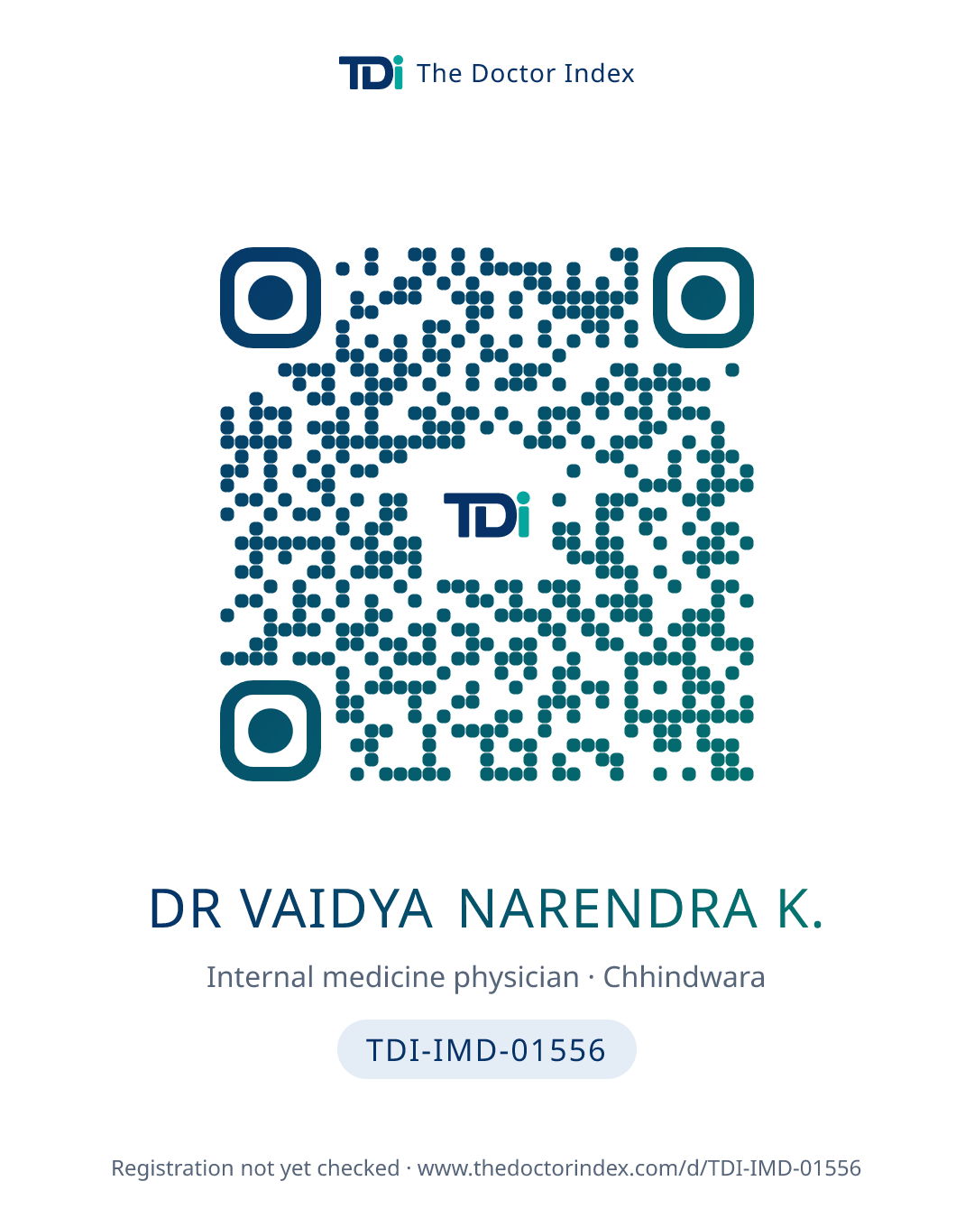 QR card for Dr Vaidya Narendra K., TDI-IMD-01556