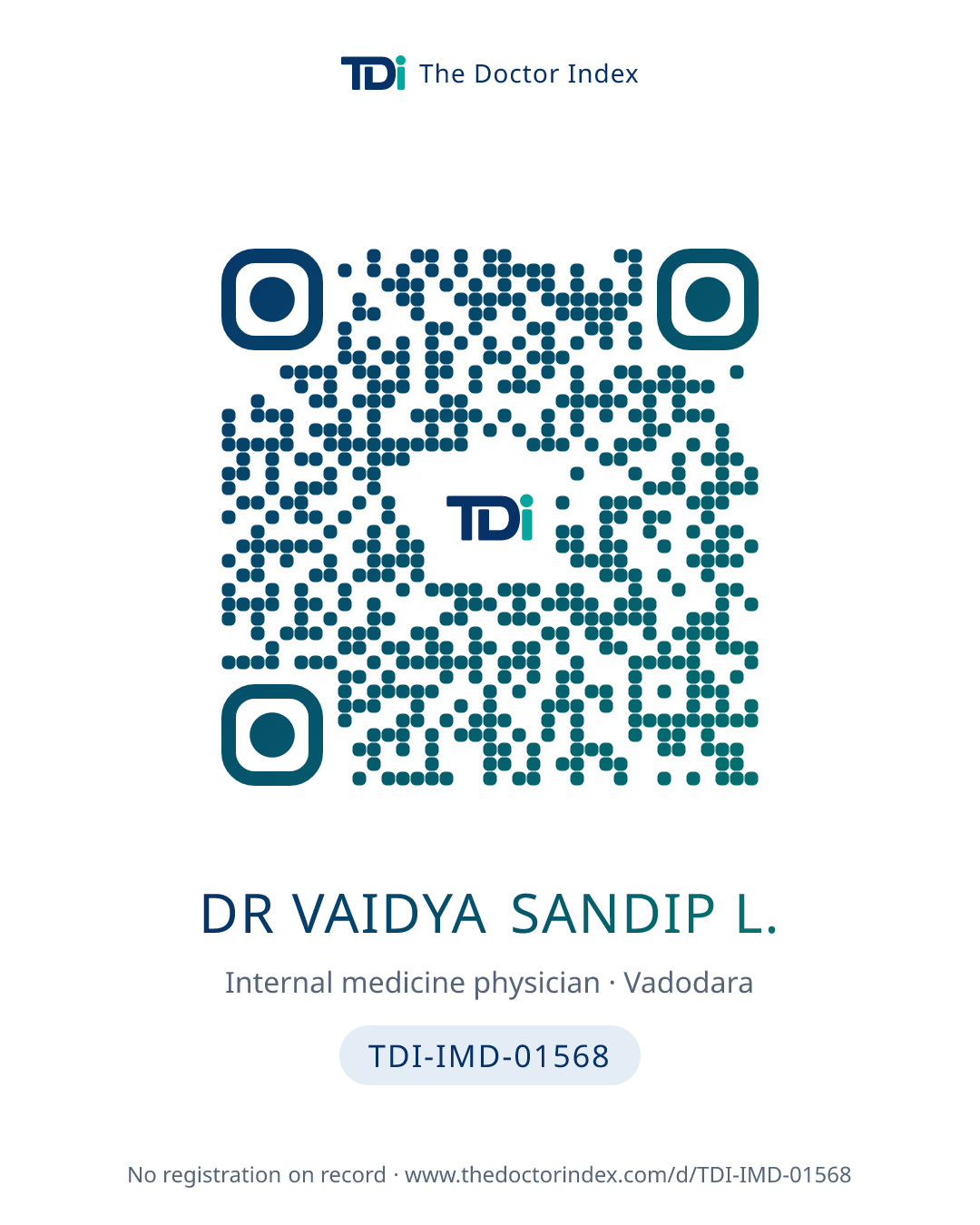 QR card for Dr Vaidya Sandip L., TDI-IMD-01568