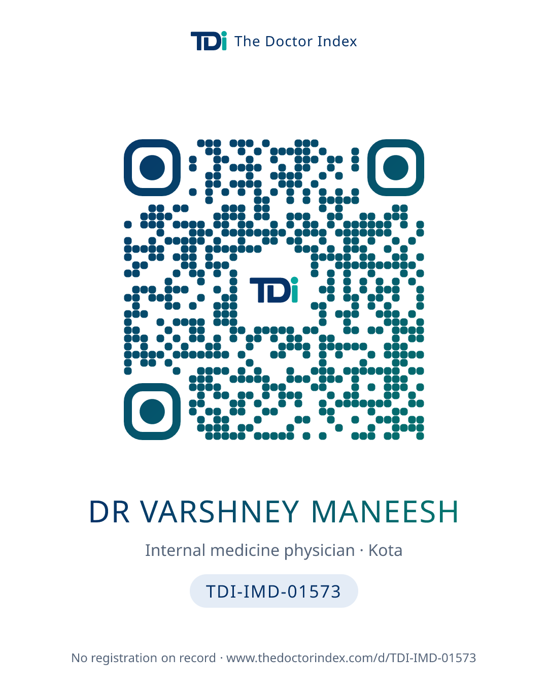 QR card for Dr Varshney Maneesh, TDI-IMD-01573