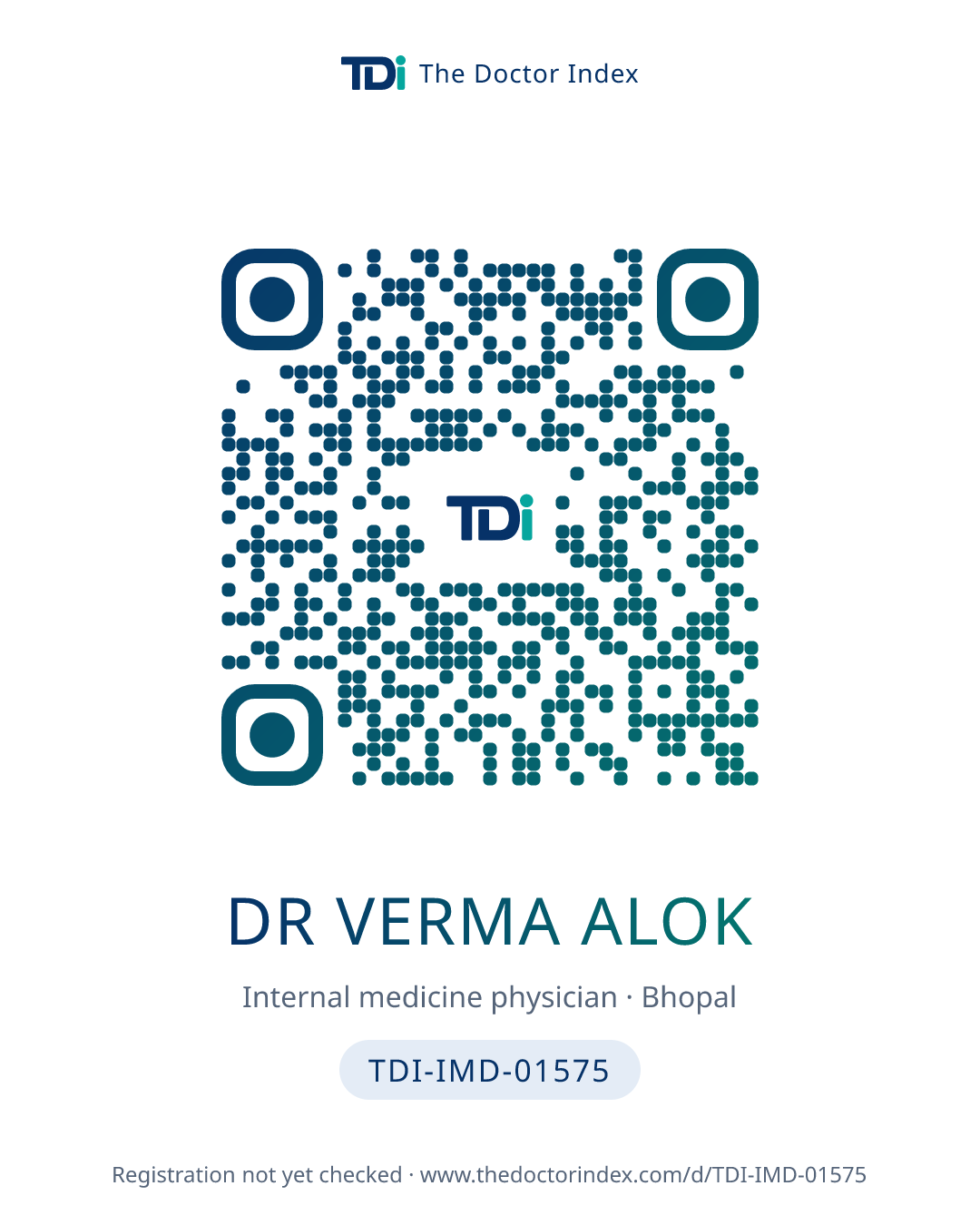 QR card for Dr Verma Alok, TDI-IMD-01575