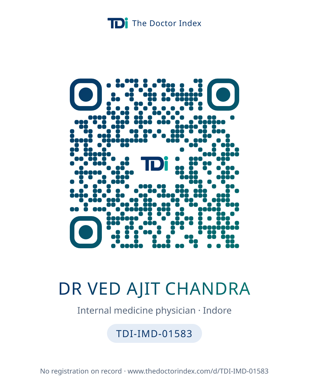 QR card for Dr Ved Ajit Chandra, TDI-IMD-01583