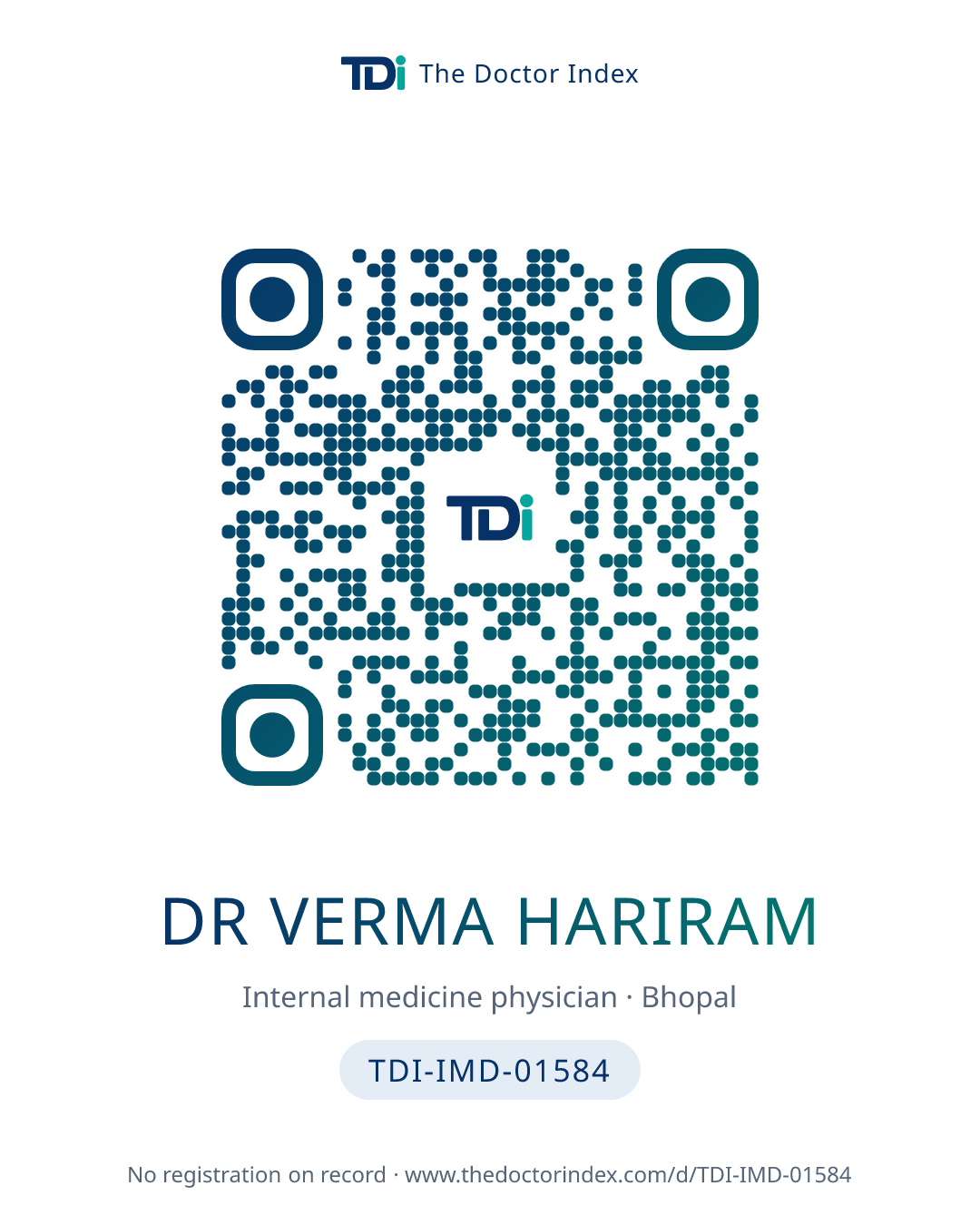 QR card for Dr Verma Hariram, TDI-IMD-01584