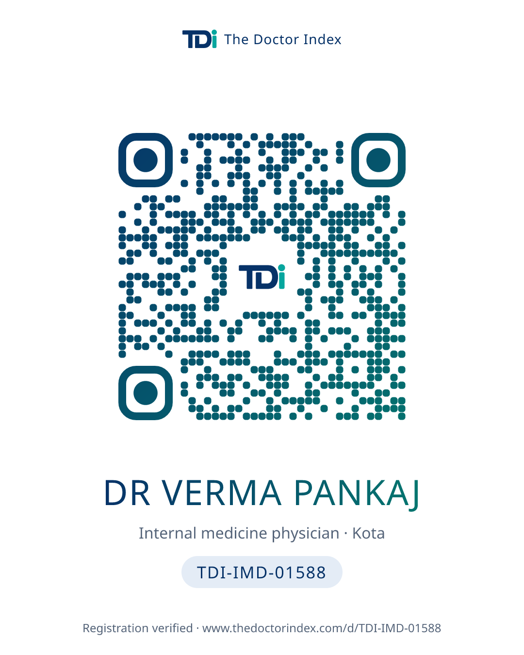 QR card for Dr Verma Pankaj, TDI-IMD-01588