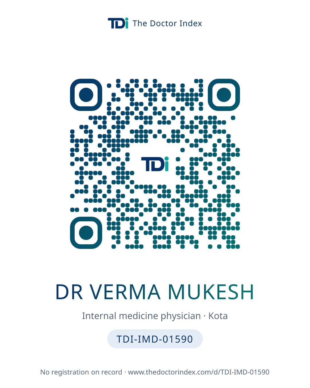 QR card for Dr Verma Mukesh, TDI-IMD-01590