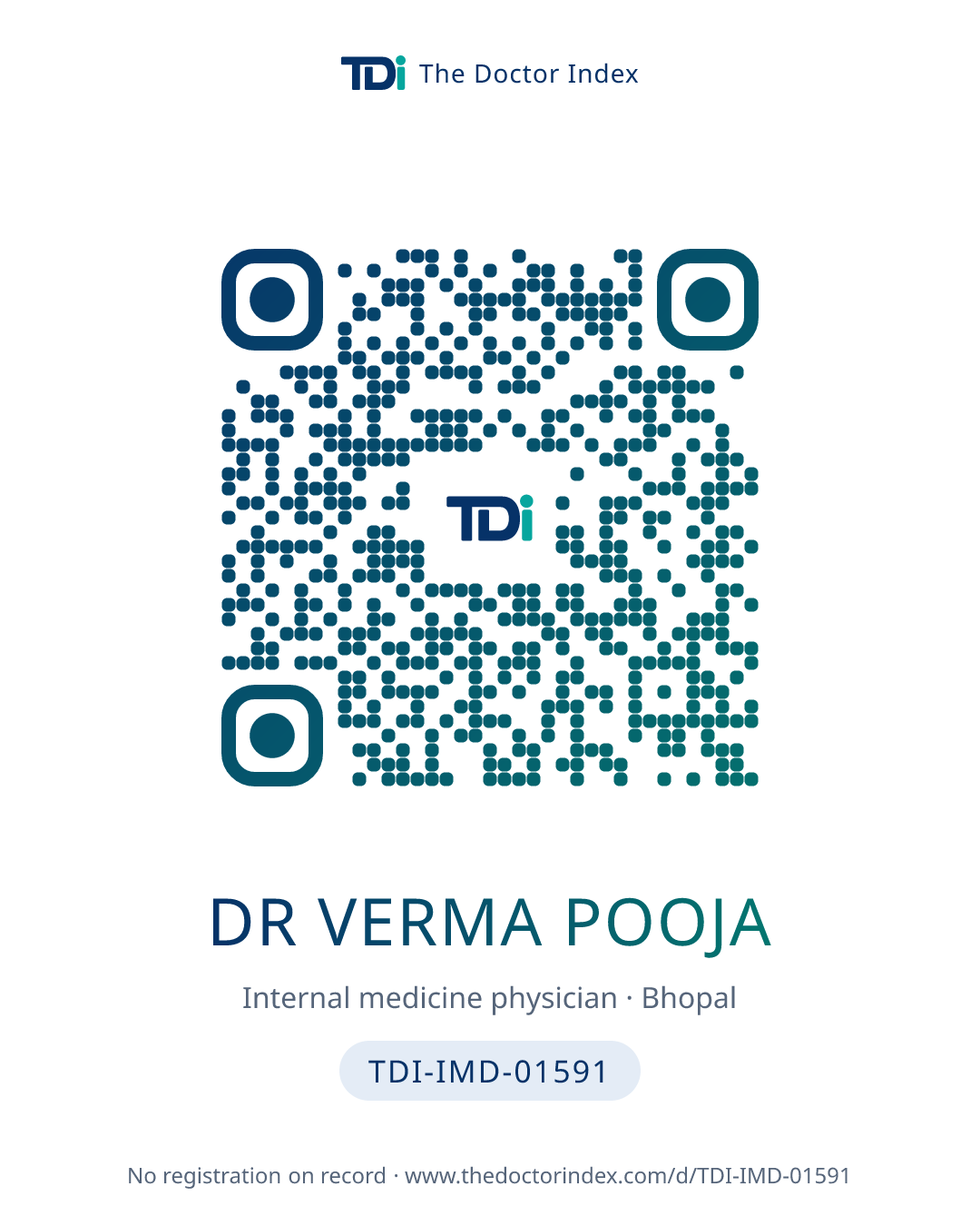 QR card for Dr Verma Pooja, TDI-IMD-01591