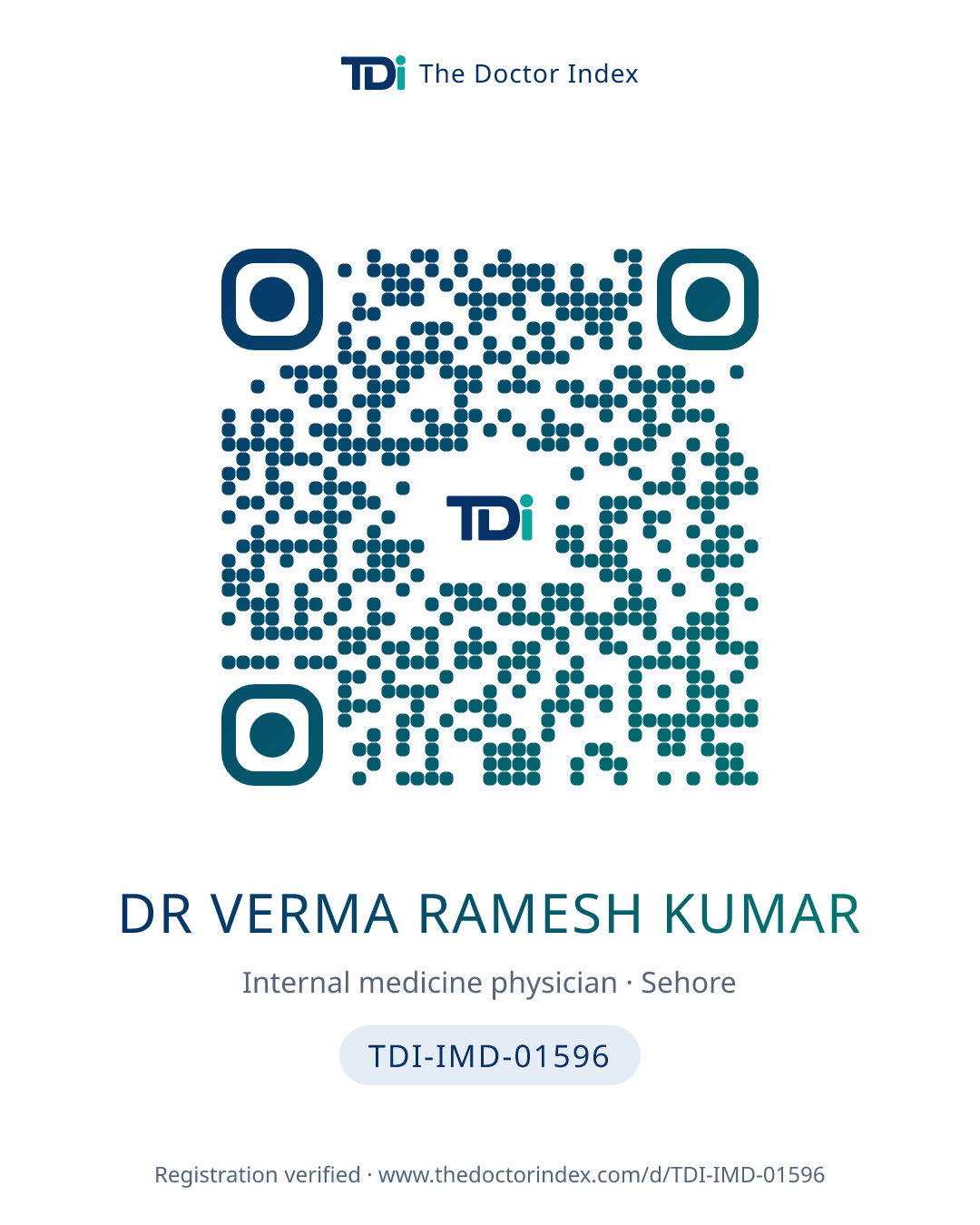 QR card for Dr Verma Ramesh Kumar, TDI-IMD-01596