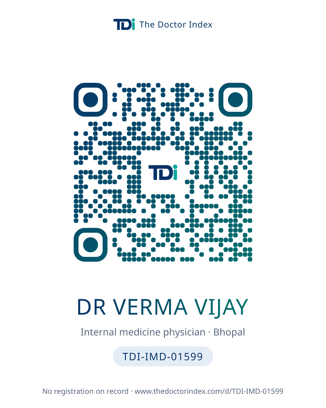 QR card for Dr Verma Vijay, TDI-IMD-01599