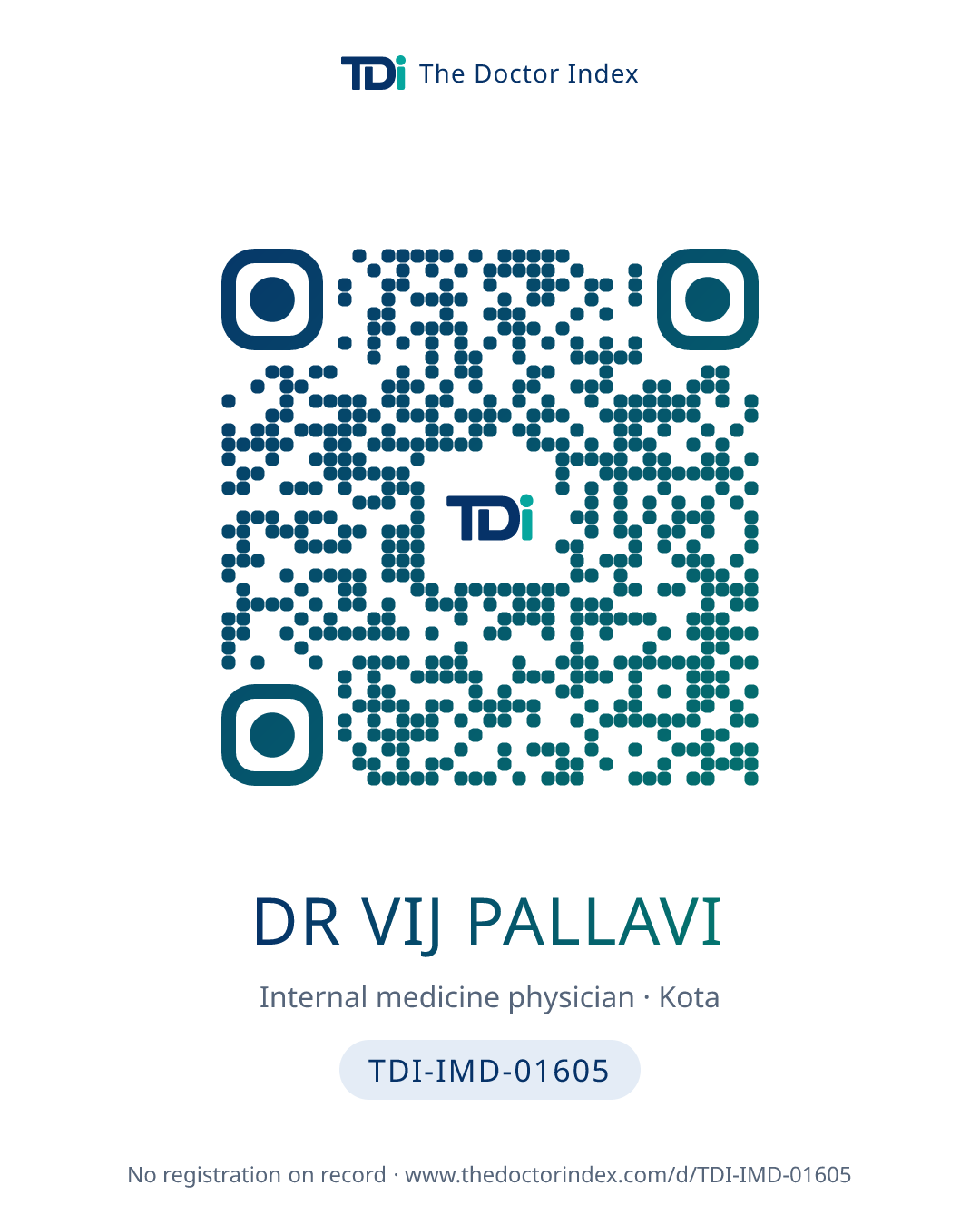 QR card for Dr Vij Pallavi, TDI-IMD-01605