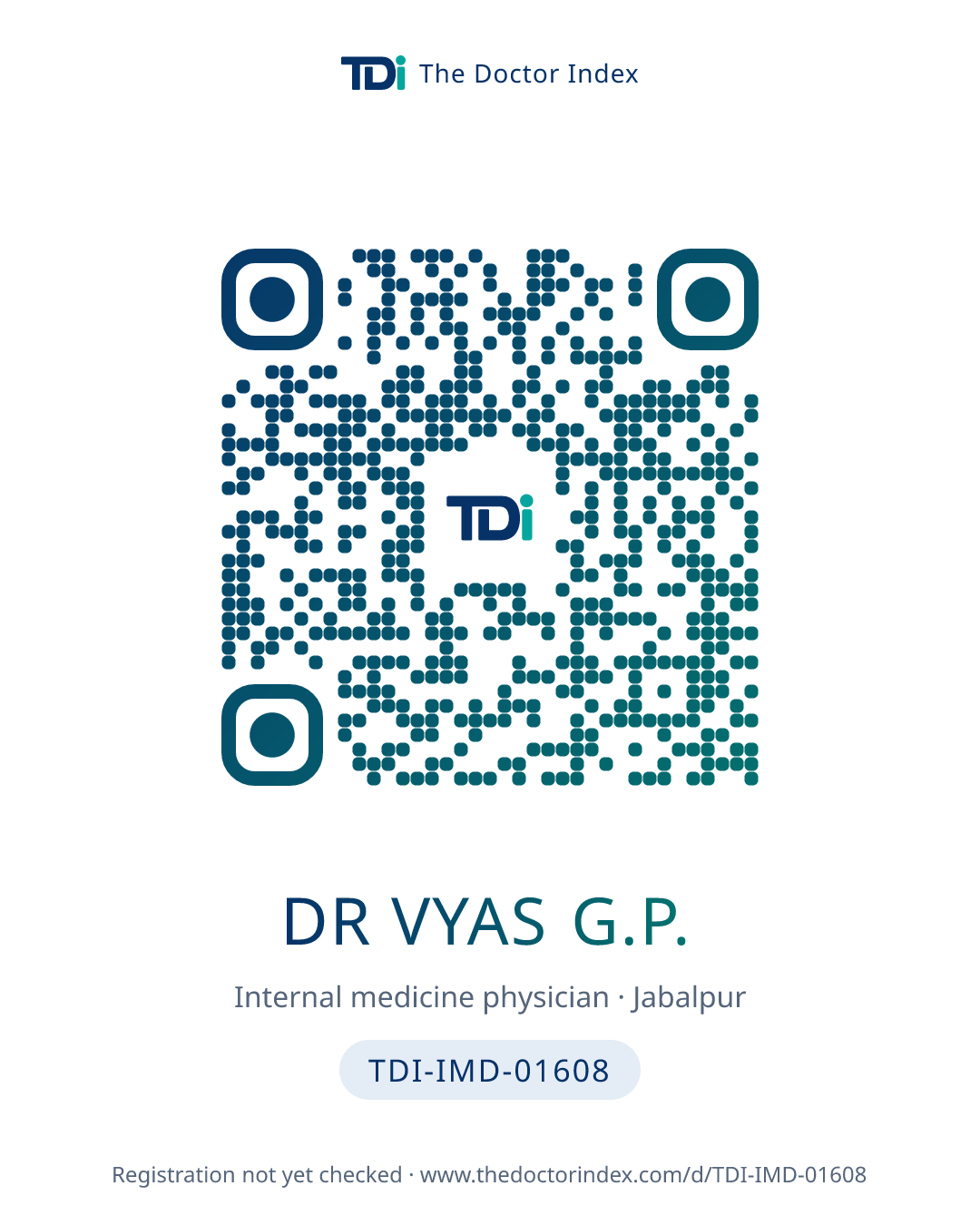QR card for Dr Vyas G.P., TDI-IMD-01608