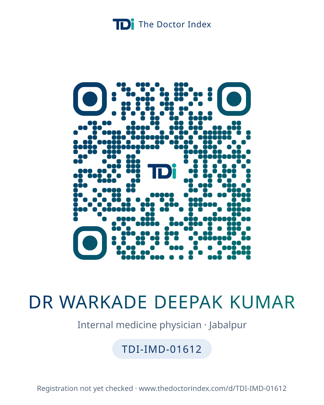 QR card for Dr Warkade Deepak Kumar, TDI-IMD-01612