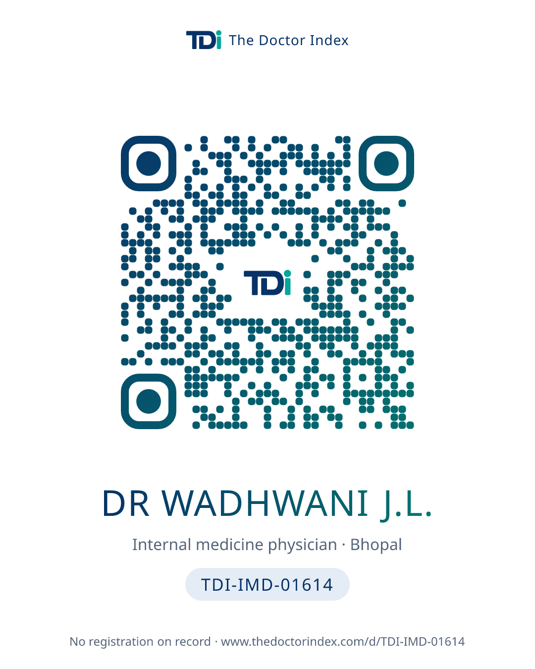 QR card for Dr Wadhwani J.L., TDI-IMD-01614