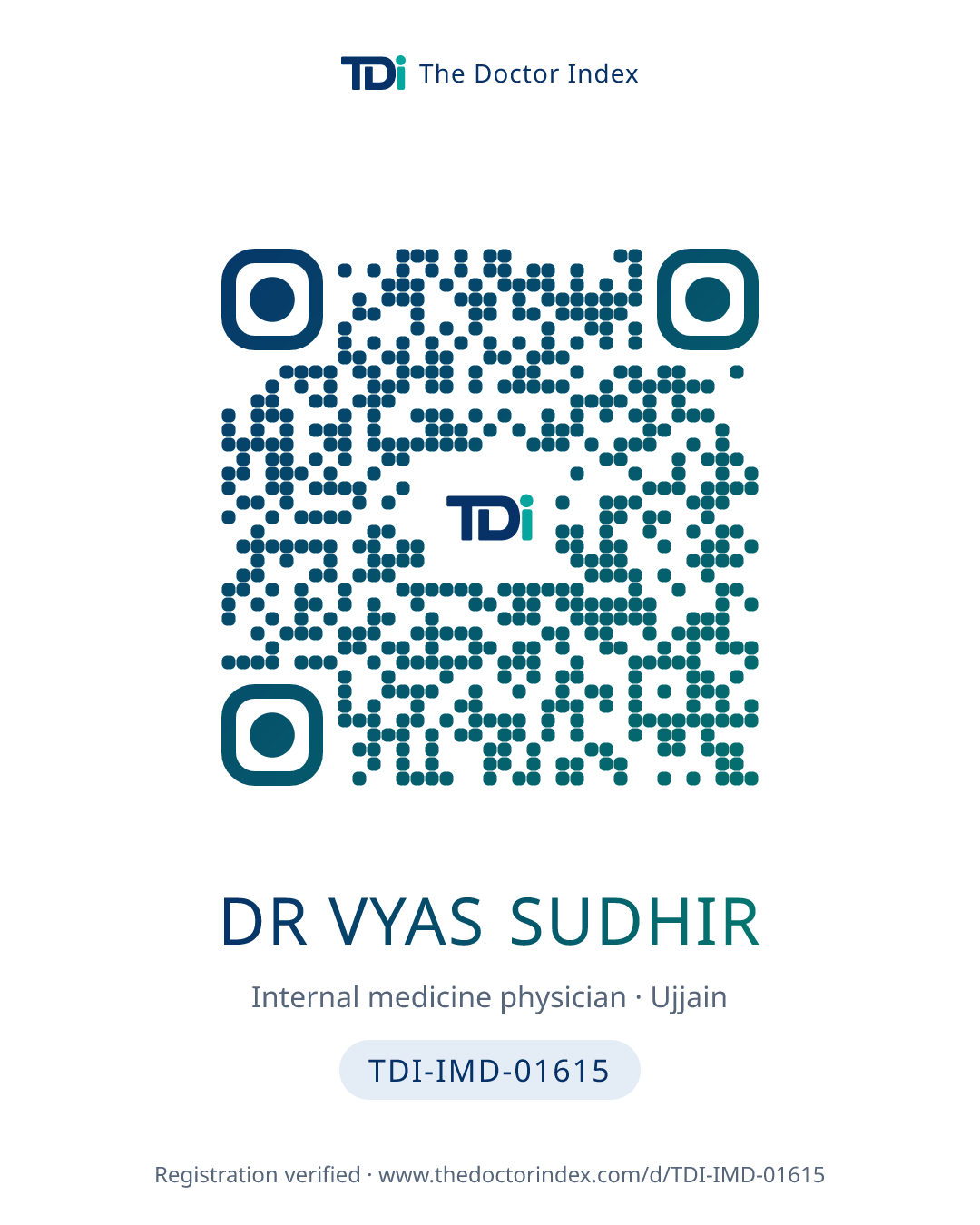 QR card for Dr Vyas Sudhir, TDI-IMD-01615