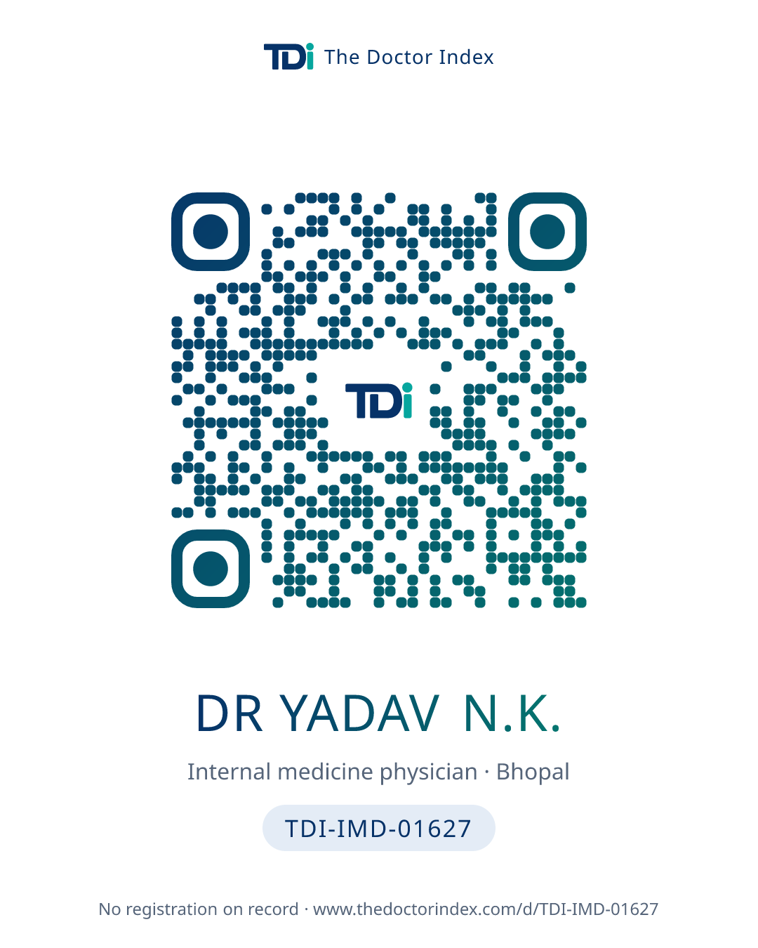 QR card for Dr Yadav N.K., TDI-IMD-01627