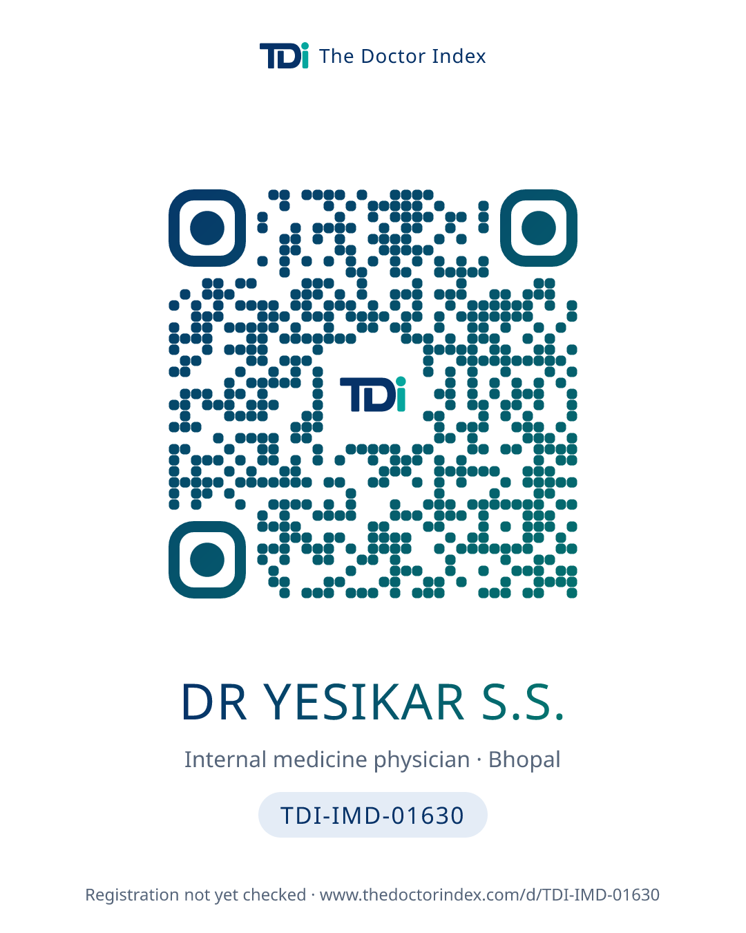 QR card for Dr Yesikar S.S., TDI-IMD-01630