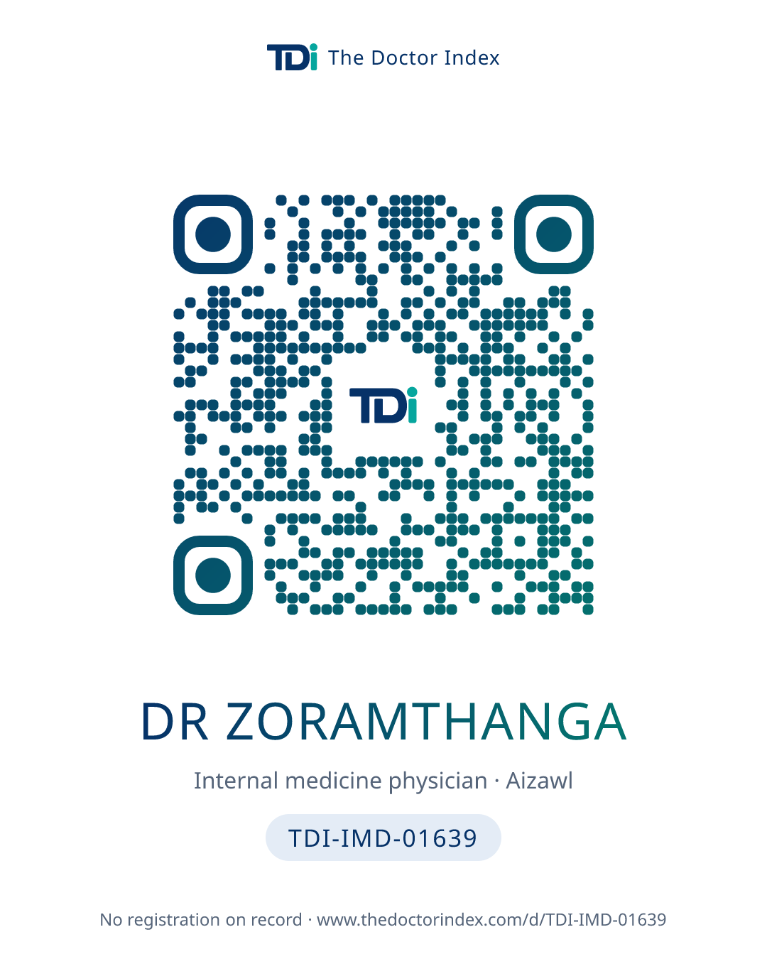 QR card for Dr Zoramthanga, TDI-IMD-01639