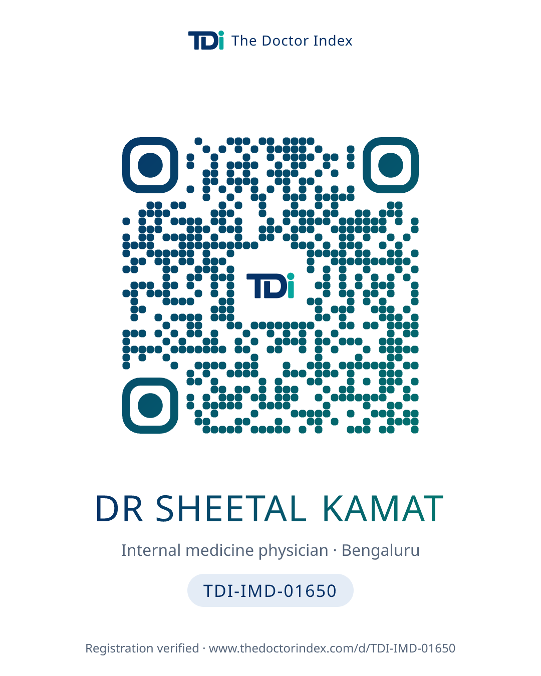QR card for Dr Sheetal Kamat, TDI-IMD-01650