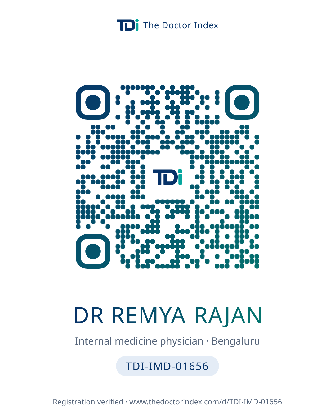 QR card for Dr Remya Rajan, TDI-IMD-01656