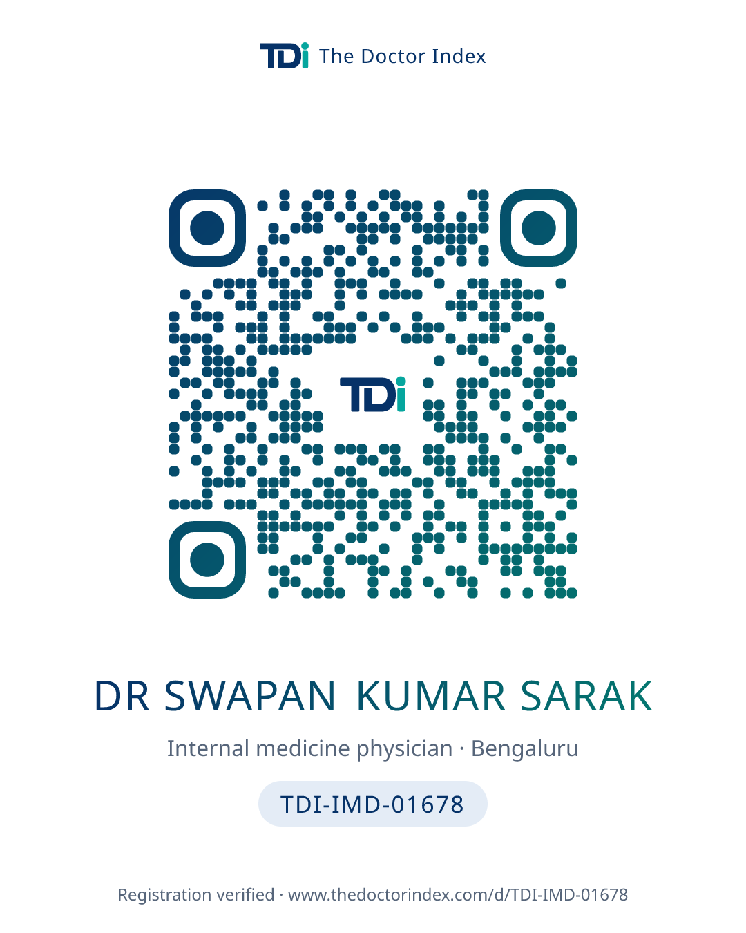 QR card for Dr Swapan Kumar Sarak, TDI-IMD-01678