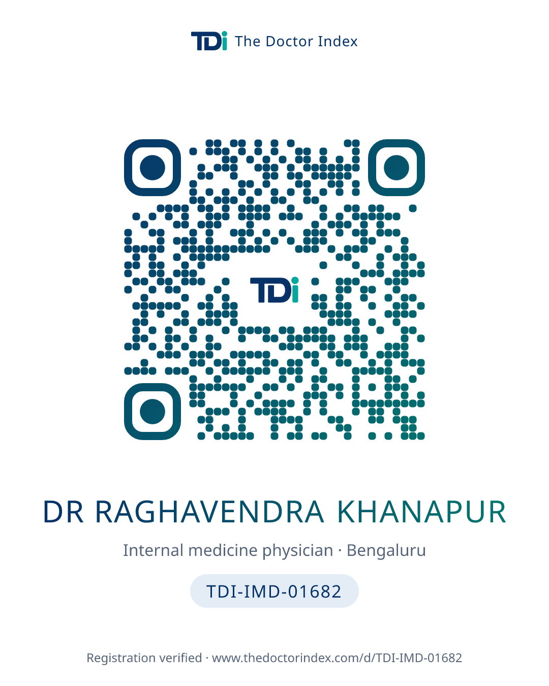 QR card for Dr Raghavendra Khanapur, TDI-IMD-01682
