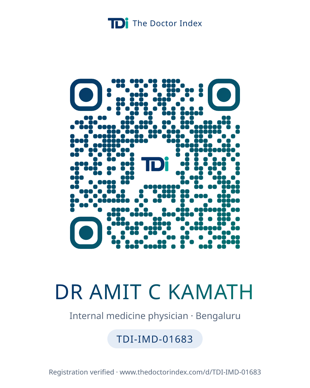 QR card for Dr Amit C Kamath, TDI-IMD-01683