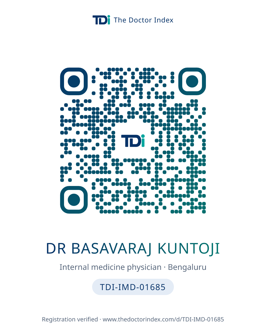 QR card for Dr Basavaraj Kuntoji, TDI-IMD-01685