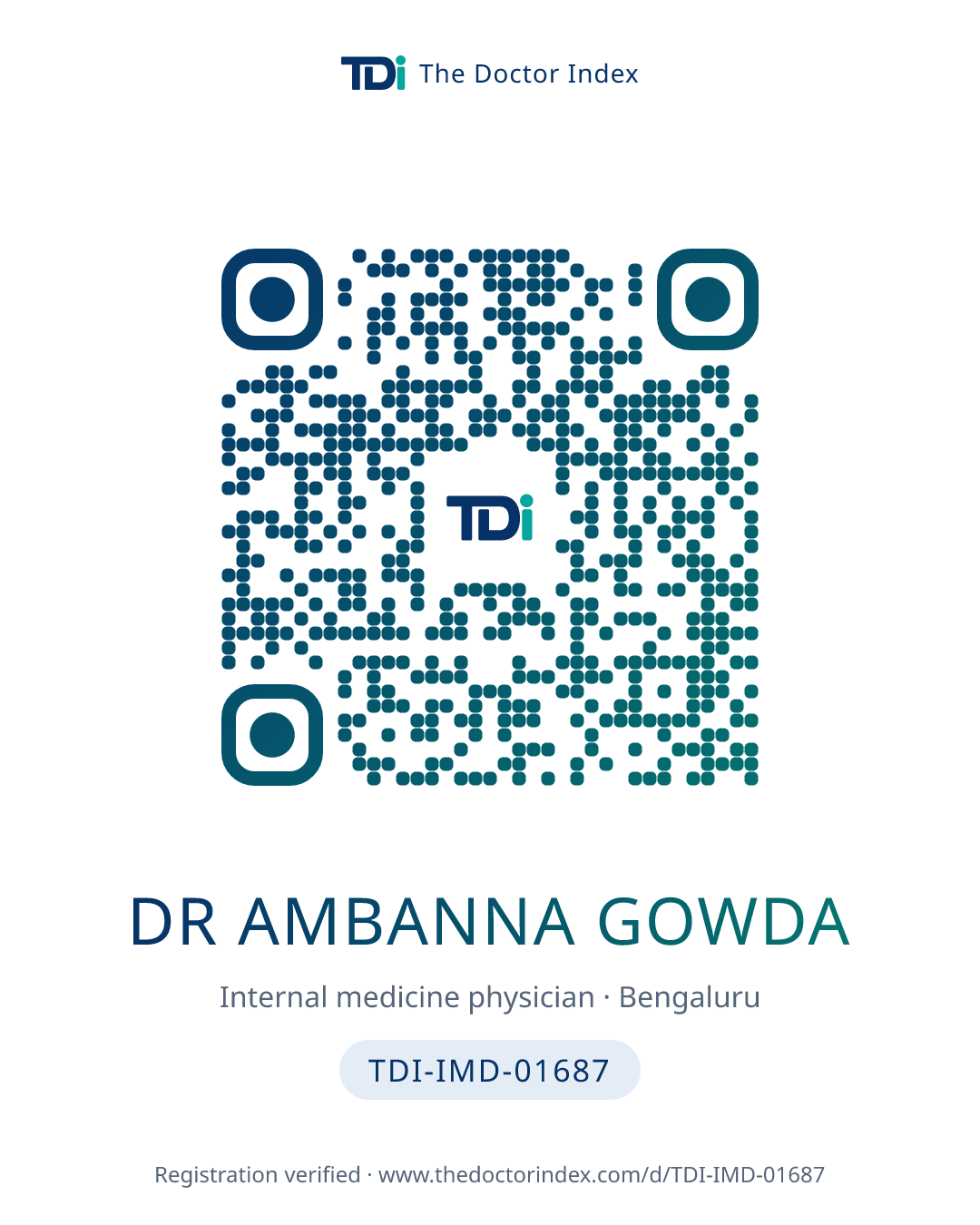 QR card for Dr Ambanna Gowda, TDI-IMD-01687