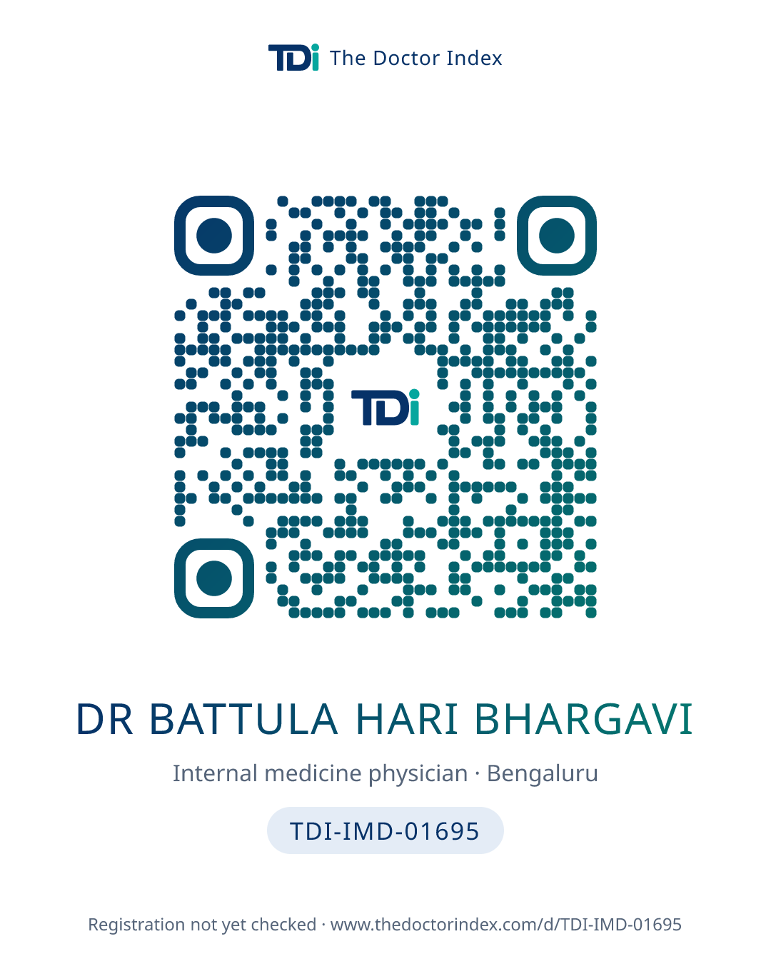 QR card for Dr Battula Hari Bhargavi, TDI-IMD-01695