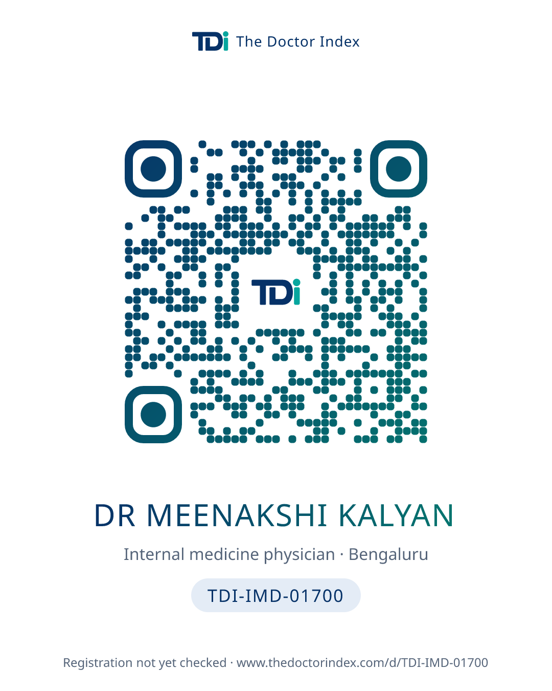 QR card for Dr Meenakshi Kalyan, TDI-IMD-01700