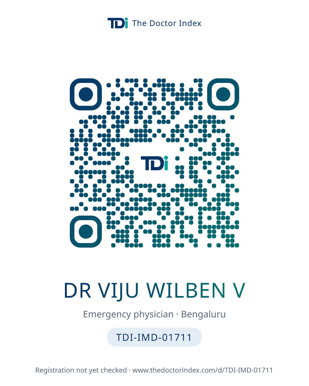 QR card for Dr Viju Wilben V, TDI-IMD-01711