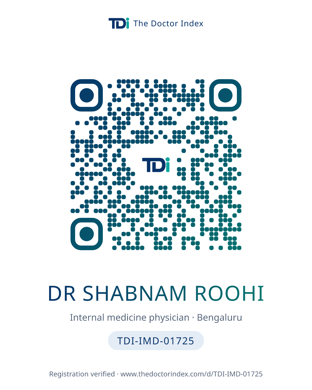 QR card for Dr Shabnam Roohi, TDI-IMD-01725