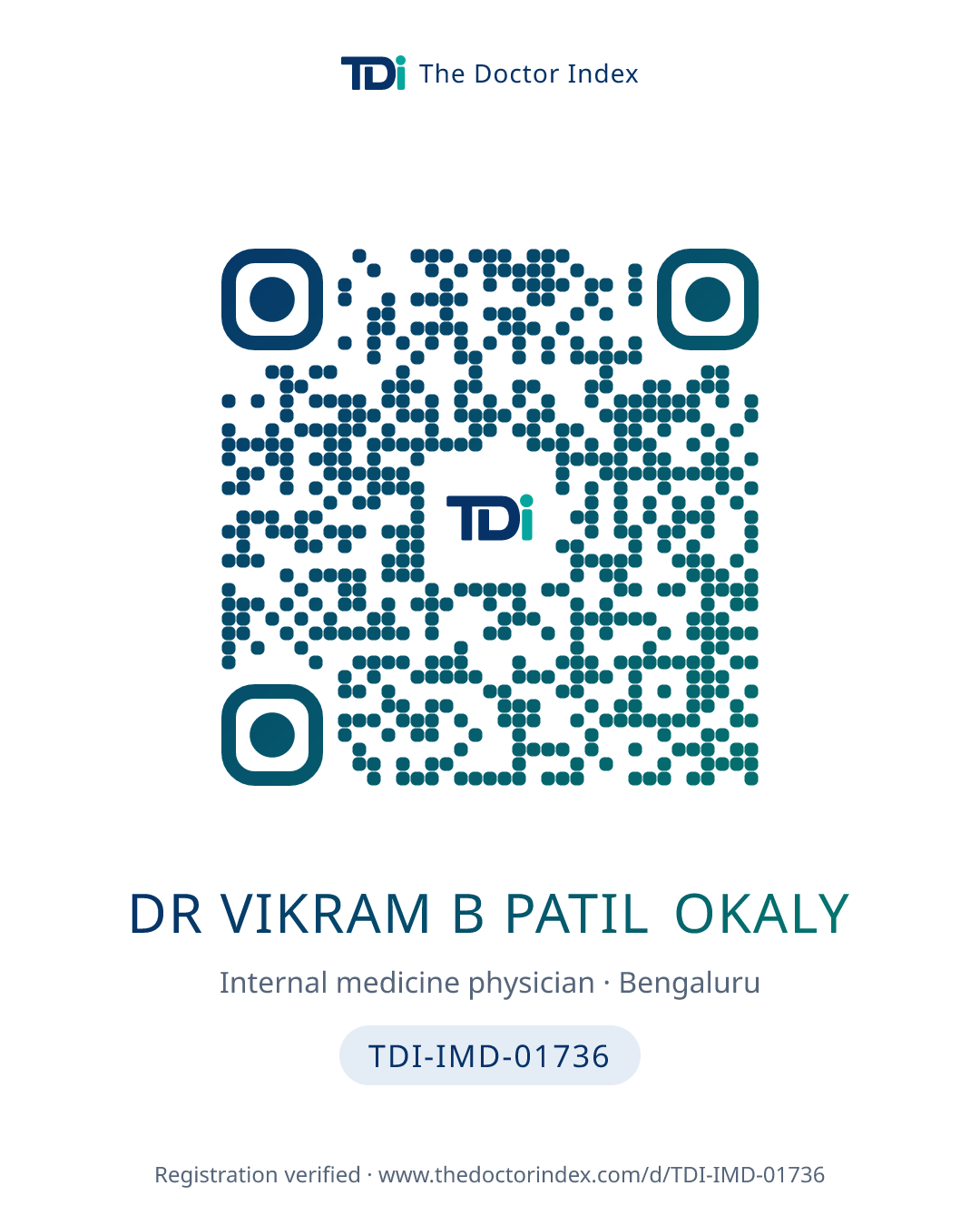 QR card for Dr Vikram B Patil Okaly, TDI-IMD-01736