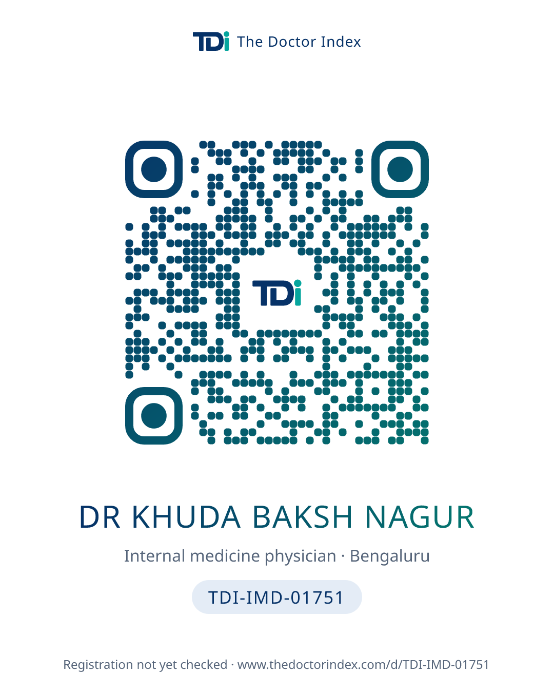QR card for Dr Khuda Baksh Nagur, TDI-IMD-01751