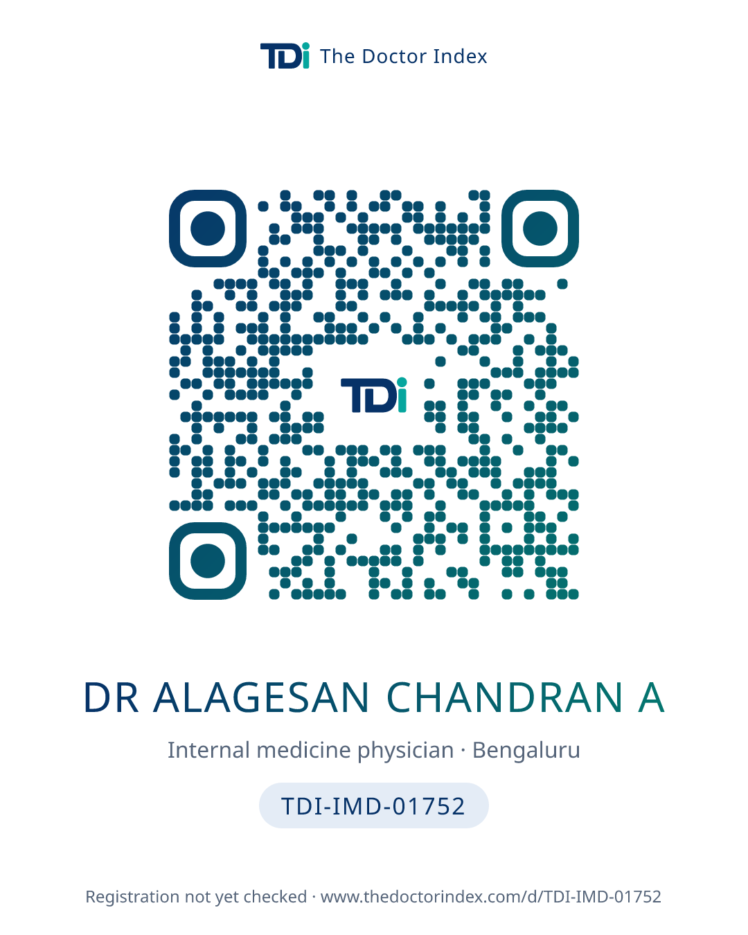 QR card for Dr Alagesan Chandran A, TDI-IMD-01752
