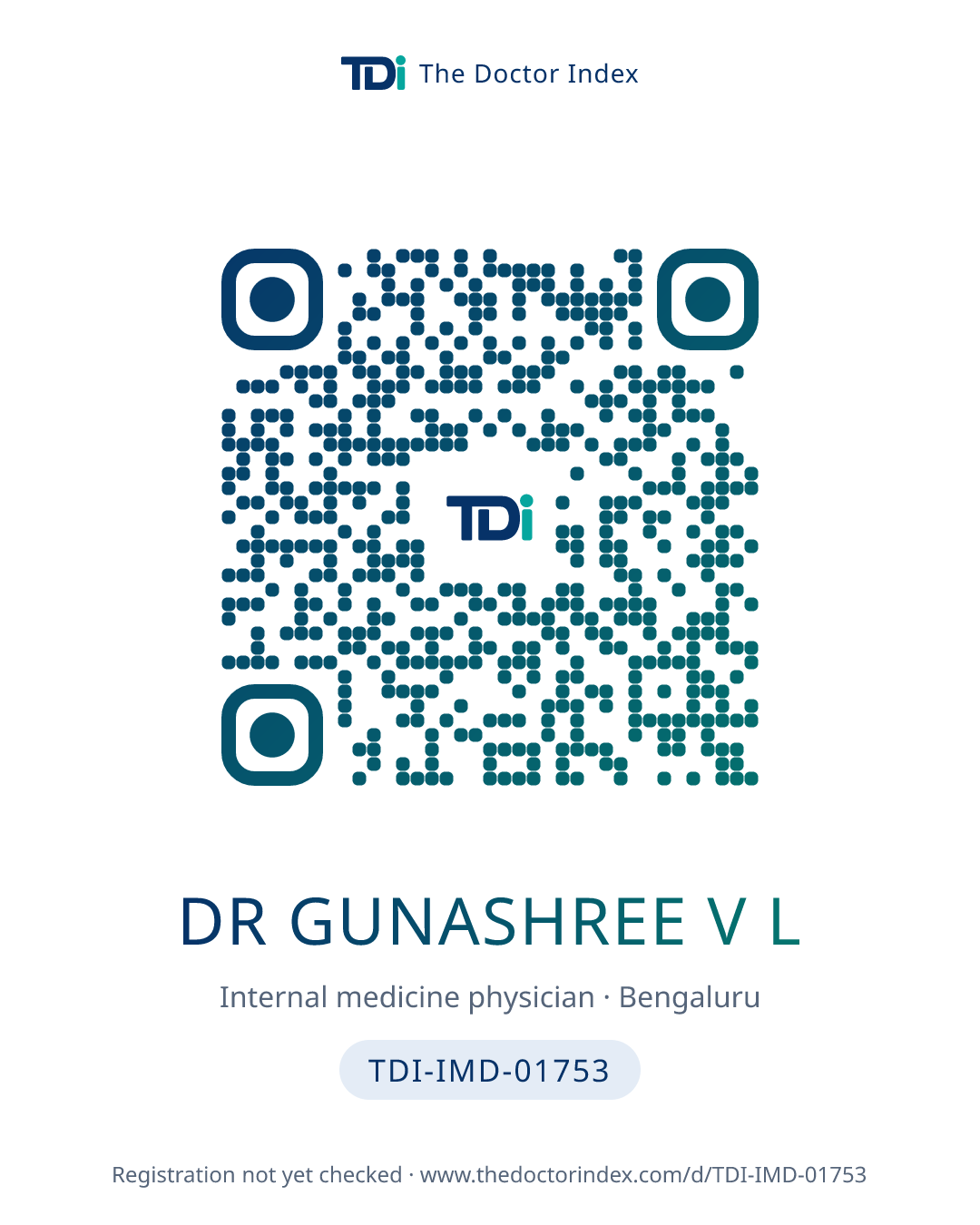 QR card for Dr Gunashree V L, TDI-IMD-01753