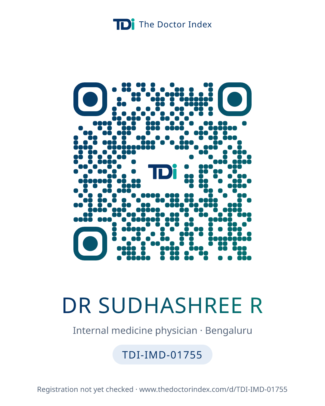 QR card for Dr Sudhashree R, TDI-IMD-01755