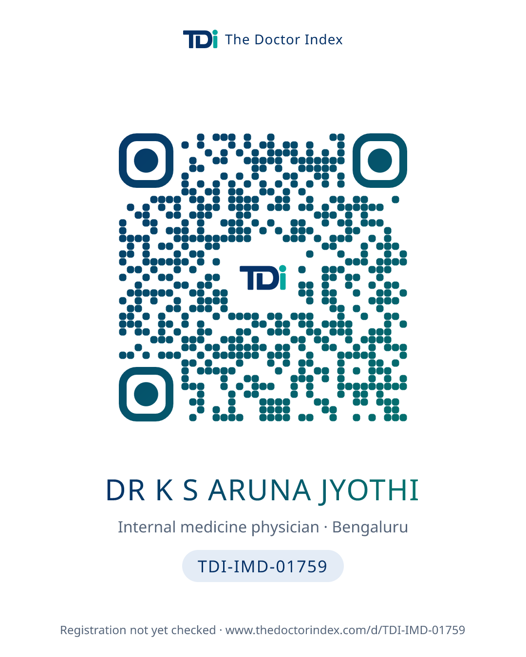 QR card for Dr K S Aruna Jyothi, TDI-IMD-01759
