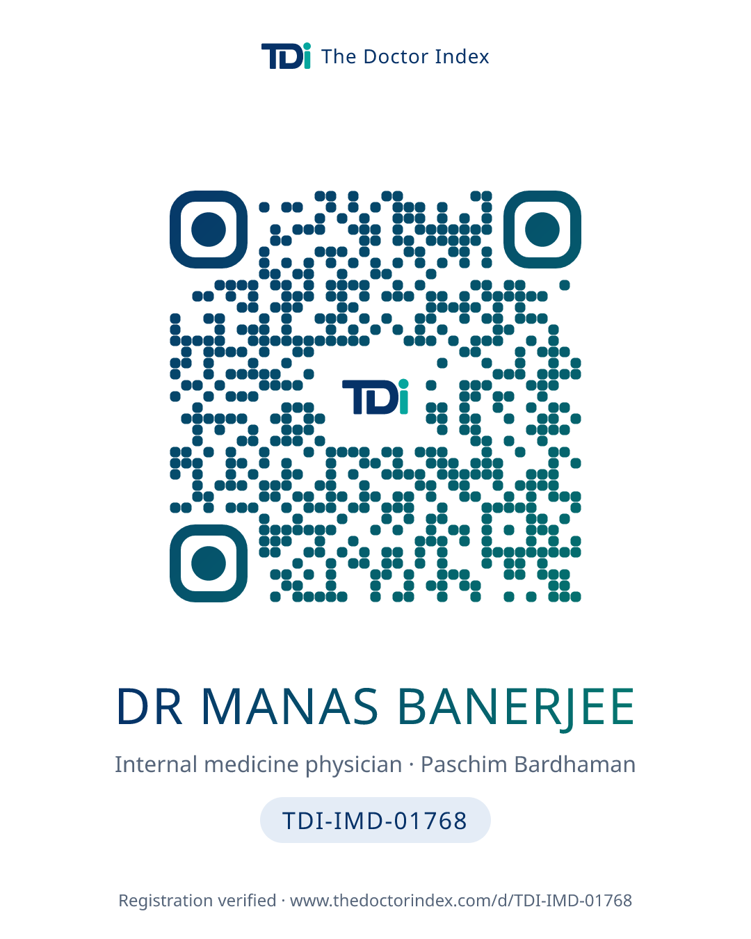QR card for Dr Manas Banerjee, TDI-IMD-01768